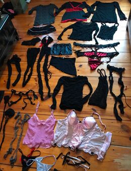 Konvolut 71 TEILE sexy Dessous Negligees Reizwäsche Strümpfe Netzbodys Strumpfhalter Strings etc etc alles Gr.34-36 !!! - Hoppegarten