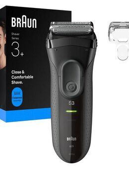 Braun Elektrorasierer Series 3+ 3000s, 3 flexible Klingen, effizienter MicroComb Mitteltrimmer