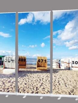 Dekoration Trauerhalle: Roll-Up Display-Set „Strandkörbe am Nordseestrand von Schillig“ – 300 x 200 cm – Symbol für Ruhe, Geborgenheit und den ewigen Horizont - Wilhelmshaven Zentrum