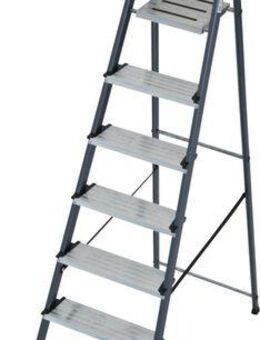 KRAUSE Stehleiter Securo, Alu eloxiert, 1x8 Stufen, Arbeitshöhe ca. 370 cm