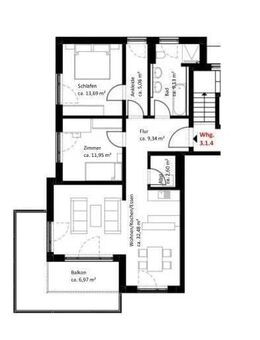 Moderne 3,5- Zimmer Neubauwohnung mit Südbalkon - Neubau - 3.1.4 - Dietenheim