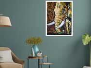 Gemälde „Elefant“, 40*50, Akryl, harte Leinwand auf Karton, Pop-Art-Stil - Bad Hersfeld