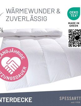 SPESSARTTRAUM Daunenbettdecke Exklusiv, Bettdecken für Sommer und Winter, Decke, Füllung: 100% Daunen, Klasse 1, Downpass zertifiziert, Bezug: 100% Baumwolle, Made in Green, Hausstauballergiker geeignet, 5 Wärmeklassen & 8 Größen, Bestseller