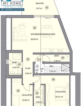 NEU! Zweigeschossige Balkon Whg. im Maisonette Stil * ca. 110 m² * 3 ZKB, Stellplatz - Mertesdorf