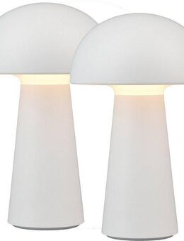 Reality Leuchten LED Außen-Tischleuchte Lennon, Dimmfunktion, LED fest integriert, Warmweiß, 2er Set LED Tischlampe,4-fach Touchdimmer, Ladefunktion per USB-C,IP44