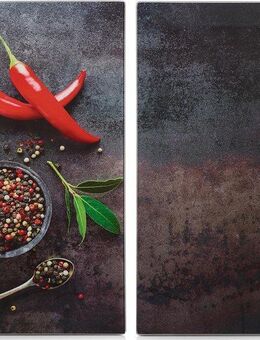 Zeller Present Schneide- und Abdeckplatte Chilli, ESG-Sicherheitsglas, Silikonfüßen