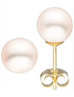 JOBO Paar Ohrstecker, 333 Gold mit Süßwasser-Zuchtperlen 7,5 mm