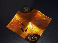 Spanische Mallorca Glasschale Plattenteller Gold galb orange schwarz quadratisch - Nürnberg