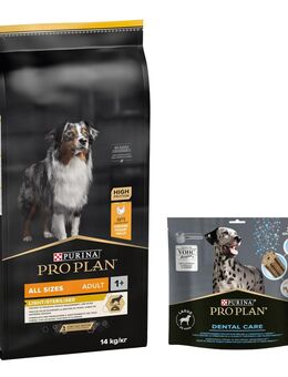 14 kg PURINA PRO PLAN Adult + 426 g Dental Care Snack für große Hunde gratis! - All Sizes Light/Sterilised