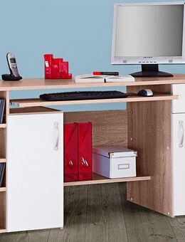 VOGL Möbelfabrik Schreibtisch Tim mit seitlich offenen Fächern & Tastaturauszug, Druckerablage, 1 Schublade, Breite 138 cm, Made in Germany