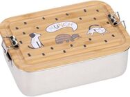 LÄSSIG Lunchbox Bamboo Happy Prints, Bambus, Edelstahl, (1-tlg), mit Holzdeckel