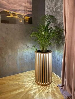 Handmade Blumentopf aus Eichenlamellen quadratisch 2in1 LED Beleuchtung 73cm - Wuppertal