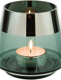 Fink Teelichthalter JONA (1 St), Kerzenhalter aus Glas, mundgeblasen, mit foliertem silberfarbenem Rand