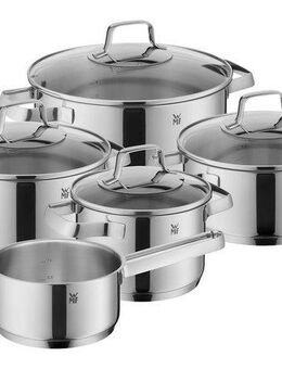 WMF Topf-Set Belmonte, mit Glasdeckeln, Cromargan® Edelstahl Rostfrei 18/10 (Set, 9-tlg), spülmaschinengeeignet, Innenskalierung, für alle Herdarten geeignet