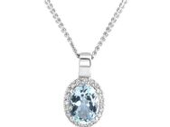 Diamonds by Ellen K. Kette mit Anhänger Weißgold 585 mit echtem Aquamarin und 20 Diamanten zus. 0,09ct.