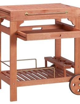 MERXX Servierwagen Multifunktion, Eukalyptusholz, 70-140x50 cm, ausziehbar