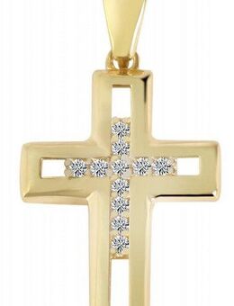 Adelia´s Kettenanhänger Neuheit 2025 - modischer Kreuz Anhänger aus 375 Gold