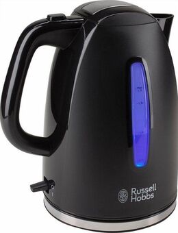 RUSSELL HOBBS Wasserkocher Textures Plus+ 22591-70, Schwarz, 1,7 l, 2400 W, blaue LED-Beleuchtung, Schnellkochfunktion, Perfect-pour, Kalkfilter