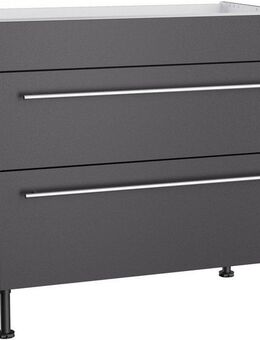 KOCHSTATION Kochfeldumbauschrank KS-Bern2 Breite 90 cm, Kochfeldumbauschrank, 2 Auszügen, 1 feste Blende