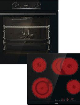 GORENJE Backofen-Set Black Pacific Basic Set, mit 1-fach-Teleskopauszug, Aqua Clean, Pizzafunktion mit 300 °C – perfekt für Pizza, Focaccia und mehr!