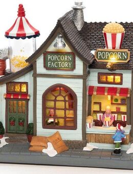 KONSTSMIDE Weihnachtshaus Weihnachtsdeko, LED Szenerie Popcornfabrik, mit Animation, 8 Weihnachtsliedern