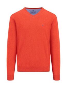 FYNCH-HATTON Strickpullover mit Logostickerei und V-Ausschnitt