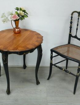 Beistelltisch rund, Sofa Tisch, Antik Stil, Holz Natur + Schwarz, sehr schön! - Sinzig