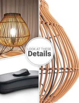 Paco Home Tischleuchte PURI, ohne Leuchtmittel, Rattan Korblampe Nacht LED Dreibein Boho E27