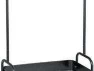 WENKO Kleiderständer Kali, schmale Standgarderobe aus Metall mit Kleiderstange, 2 tiefen Ablagekörben für Schuhe und Accessoires und zusätzlichen Haken, ideal für Nischen, 75 x 165 x 30 cm, Schwarz - Ludwigsburg