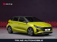 Hyundai i20, 1.0 T-GDI Prime Lucid Lime Metallic in Phantom Black, Jahr 2022 - Kippenheim