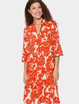 Saint Tropez Blusenkleid EdaSZ Dress Sommerkleid, Tunikakleid mit Volant und 3/4 Ärmel