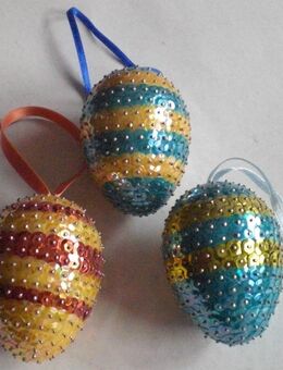 3 Ostereier mit Pailletten - Osterschmuck - Ostern - sehr guter Zustand - Reinfeld (Holstein)