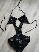 Monokini Badeanzug Body Wetlook Lack Schwarz M 38 in 24106