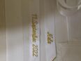Satinband bestickt mit Name und Datum in 70182