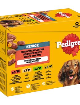 Pedigree Senior Frischebeutel Multipack in Gelee - Sparpaket: Gemischte Selektion in Gelee (4 Varietäten) 48 x 100 g