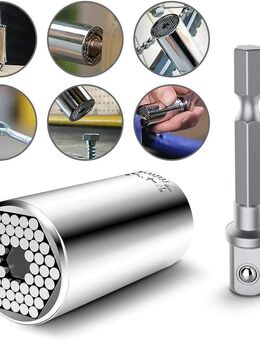 Steckschlüssel Universalschlüssel Universal Nuss Multi Funktions Handwerkzeuge Reparatur Werkzeuge 7-19mm mit Adapter Set 1 - Wuppertal