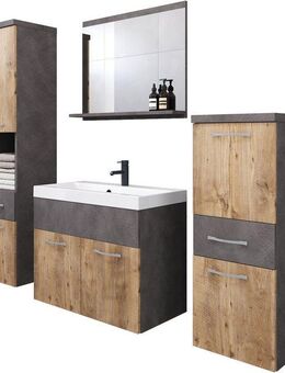 welltime Badmöbel-Set ELDA, (Komplett-Set, 5-St), Waschtisch inkl. Waschbecken, Hochschrank, Badschrank und Spiegel