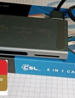 USB 3.0 Typ A & C, Multi Speicherkartenleser CSL 5fach, SD, MicroSD, MS Memory Stick, M2 Micro Memory Stick, CF-Card Compact Flash Typ I, 3,3mm, USB 3.1 Typ C Adapter, SanDisk Extreme 256GB, 200MB/s, inklusive SD-Adapter - Fürth