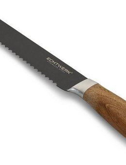 ECHTWERK Brotmesser Classic, aus hochwertigem Stahl, Akazienholzgriff, Black-Edition, 20 cm