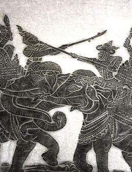 Thailändische Tempelkunst Kohleabrieb-Druck auf Reispapier - München