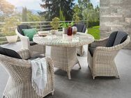 Destiny Garten-Essgruppe MALAGA LUNA, (Set, 5-tlg., 1 Tisch Ø, 4 Sessel), (Set, 13-tlg., 4x Sessel, 1 Tisch Ø 100x75 cm) Aluminium, Polyrattan