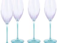 CreaTable Sektglas Swirly Spring, Sektgläser-Set, 4-tlg., Glas, Rillen Relief, Modern, Sommerlich, Leicht