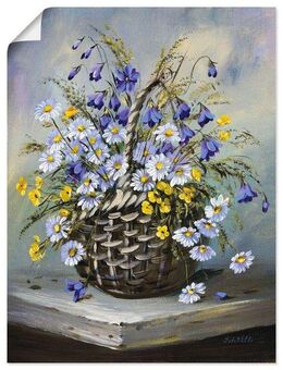 Artland Wandbild Bunter Korb, Blumen (1 St), als Leinwandbild, Poster in verschied. Größen