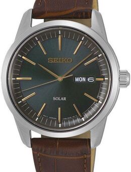 Seiko Solaruhr SNE529P1, Armbanduhr, Herrenuhr, Datum, Saphirglas, Lederarmband