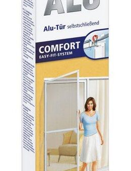 tesa Insektenschutz-Tür Insect Stop ALU Comfort Fliegengitter für Türen - 1.2 m : 2.4 m, (Packung, 1-St., Fliegennetz, Aluminiumrahmen), Insektenschutz für Balkontür, Terrassentür, Aluminiumrahmen