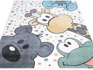 Carpet City Kinderteppich ANIME913, rechteckig, Höhe: 11 mm, Kinderzimmer Teppich Modern mit Mond, Blumen, Wolken, Creme, Multi