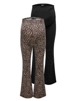 ONLY MATERNITY Umstandsleggings OLMLOVELY LEO FLARED PANT 2-PACK NOOS (Packung, 2-tlg)