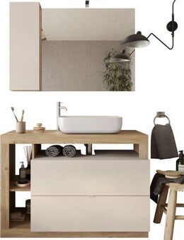 welltime Badmöbel-Set Hamburg, Badezimmerset 2tlg. Breite 110 cm, Badmöbel, Waschtisch inkl., (Spar-Set, 2-St), Waschbecken, Spiegelschrank mit LED Aufbauleuchte, Soft-Close-Funktion