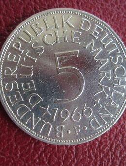 Münze 5 DM 1966 F Silberadler 625er Silber - Schwanewede