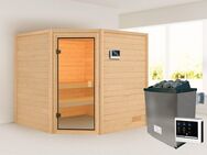 welltime Sauna Tami, BxTxH: 196 x 195 x 187 cm, 38 mm, mit bronzierter Ganzglastür, für bis zu 3 Personen